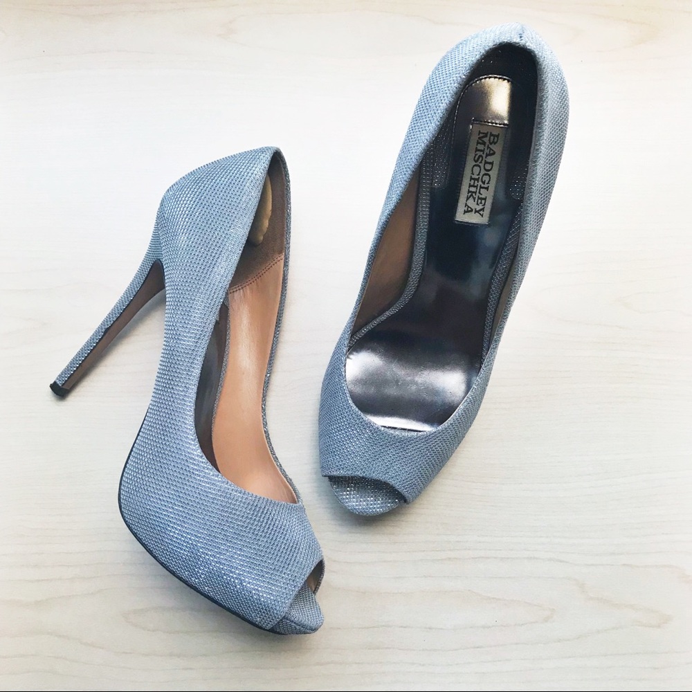 Badgley Mischka Glitter Peep Toe Heel